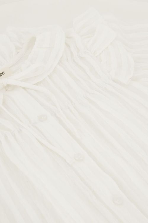 Witte ruffle blouse met strikdetail