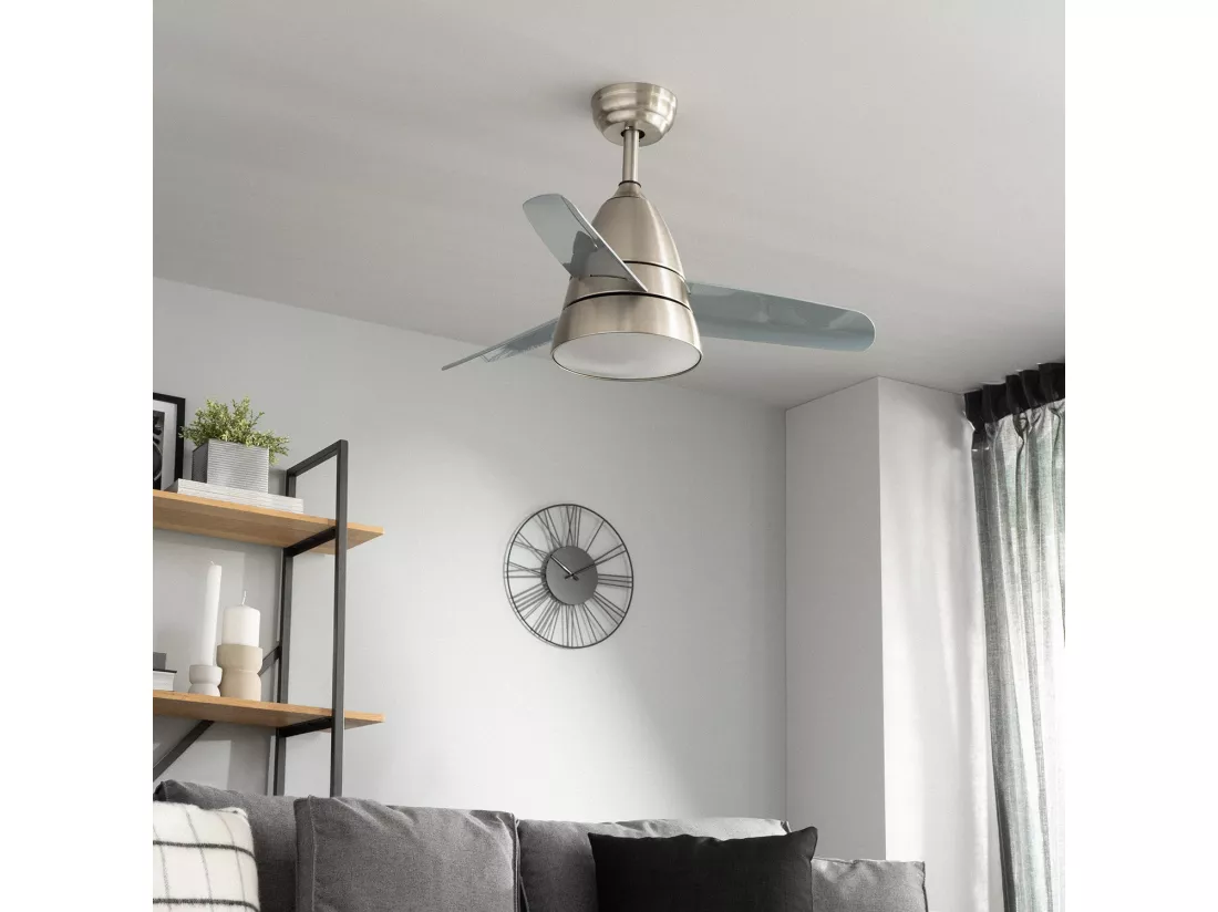 Ventilateur de Plafond Silencieux Industriel Gris 91cm Moteur DC (3000K - 4000K - 5500K)