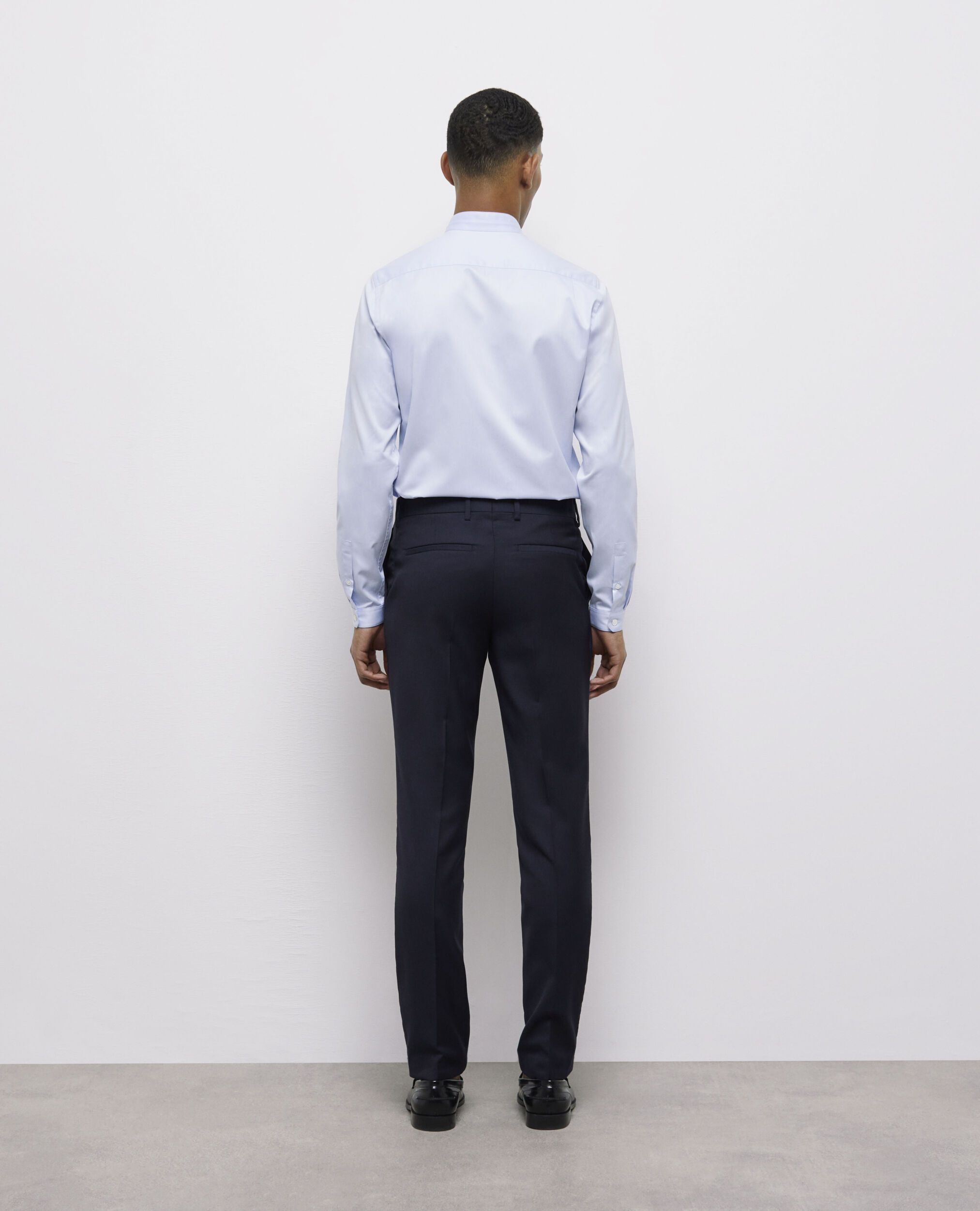 Pantalon de costume en laine bleu marine