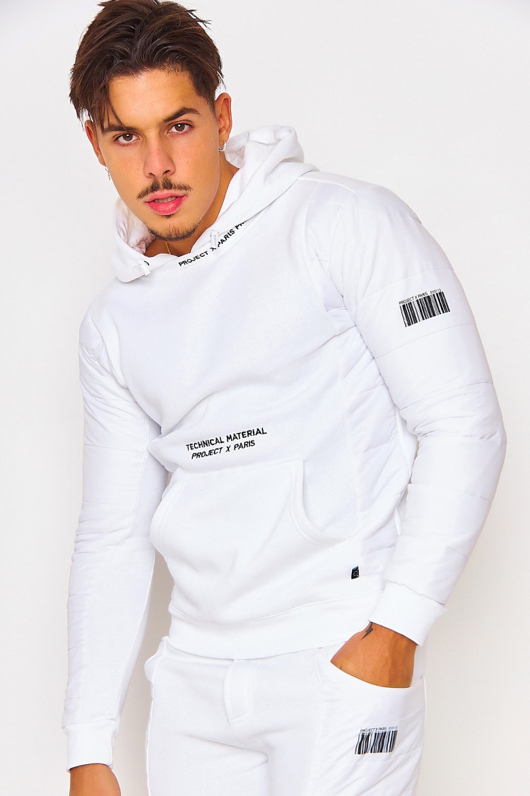 Sweat à capuche blanc bimatière / Project X - 2020086