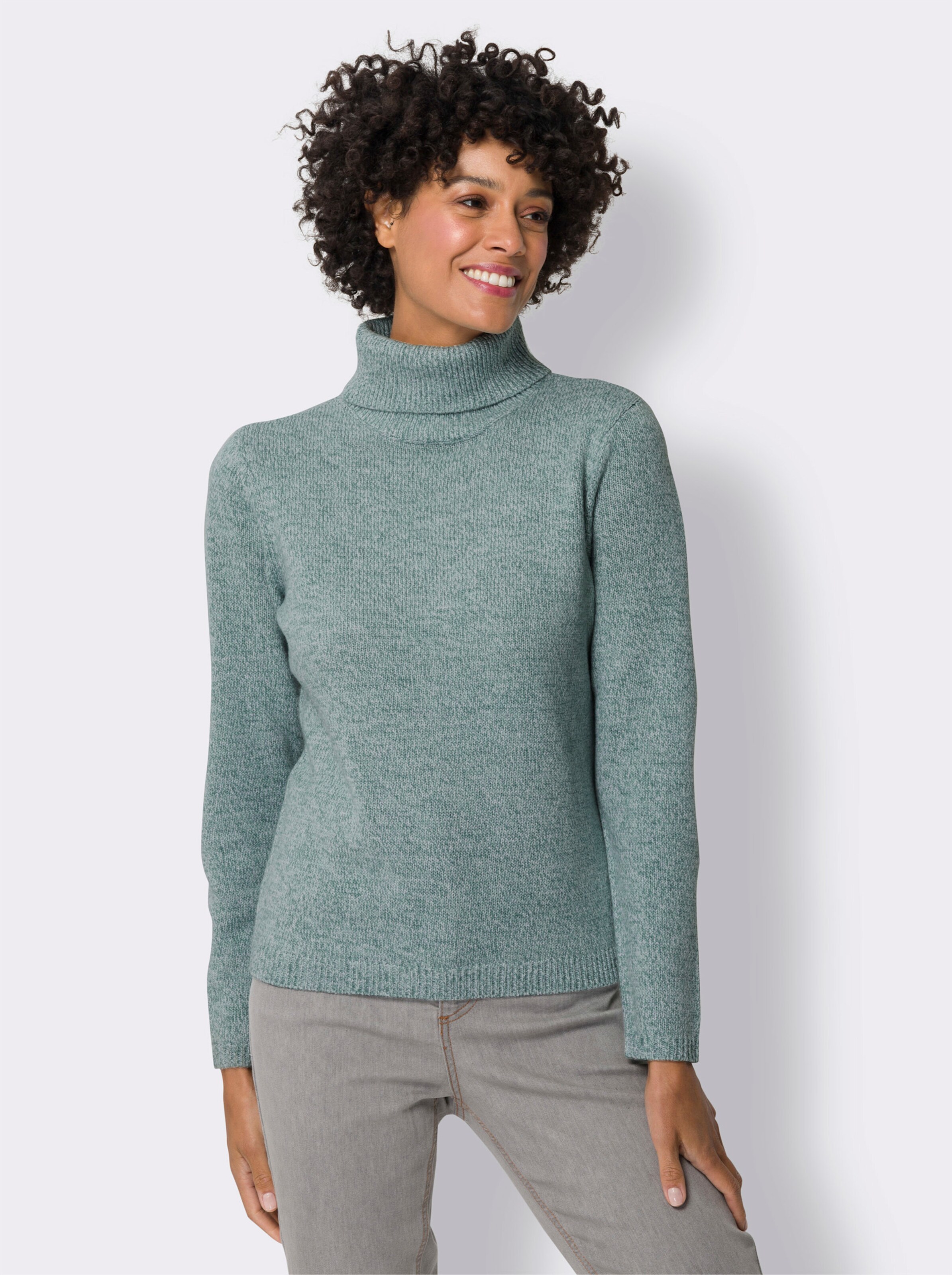 Rollkragenpullover in Melange-Optik