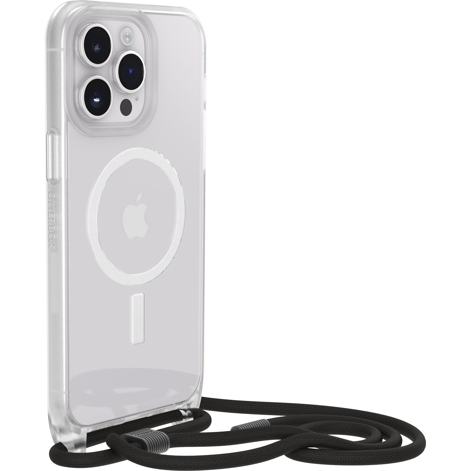 iPhone 14 Pro Max MagSafe Hybrid Necklace Hülle React Case aus recyceltem Kunststoff mit abnehmbarer Handykette (77-92298) - Transparent