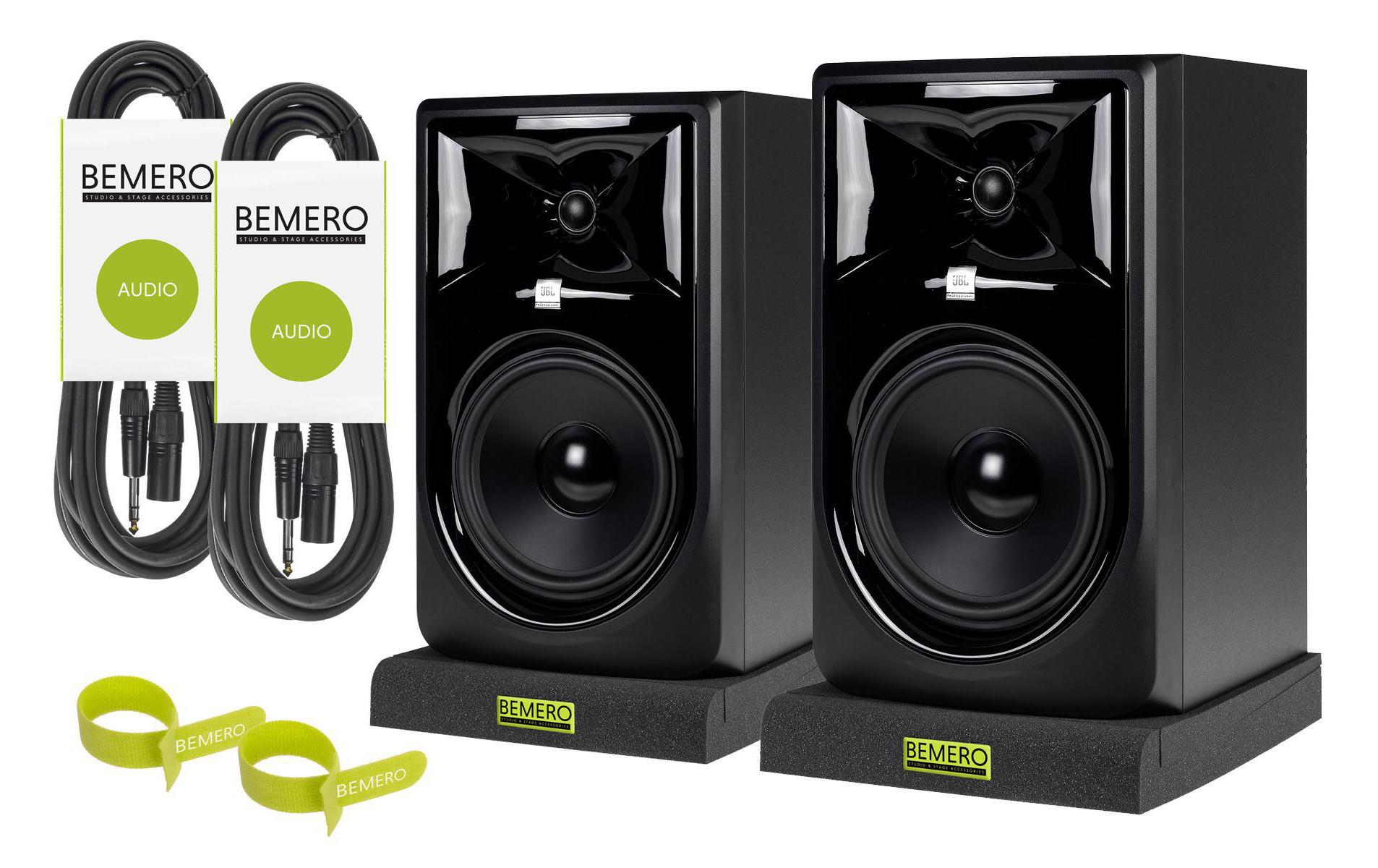 Studiomonitore LSR 308P MkII Kit 1 – Schwarz<br>Aktives Studiomonitor-Set mit Kabeln und Iso-Pads