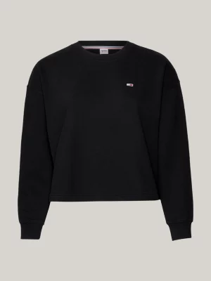Moletom cropped folgado com aplique de curva