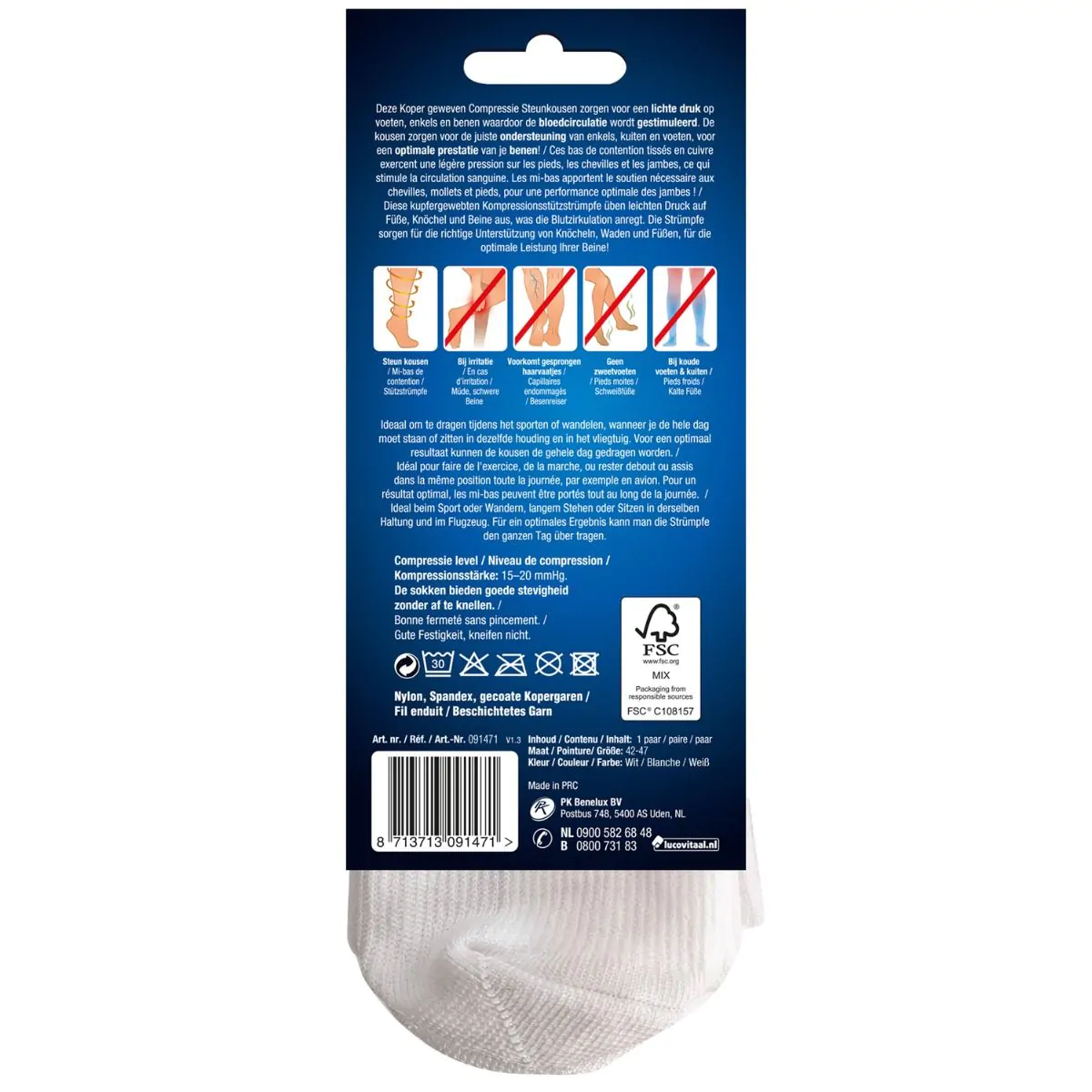 Koper Geweven Compressie Steun Kousen (Wit)