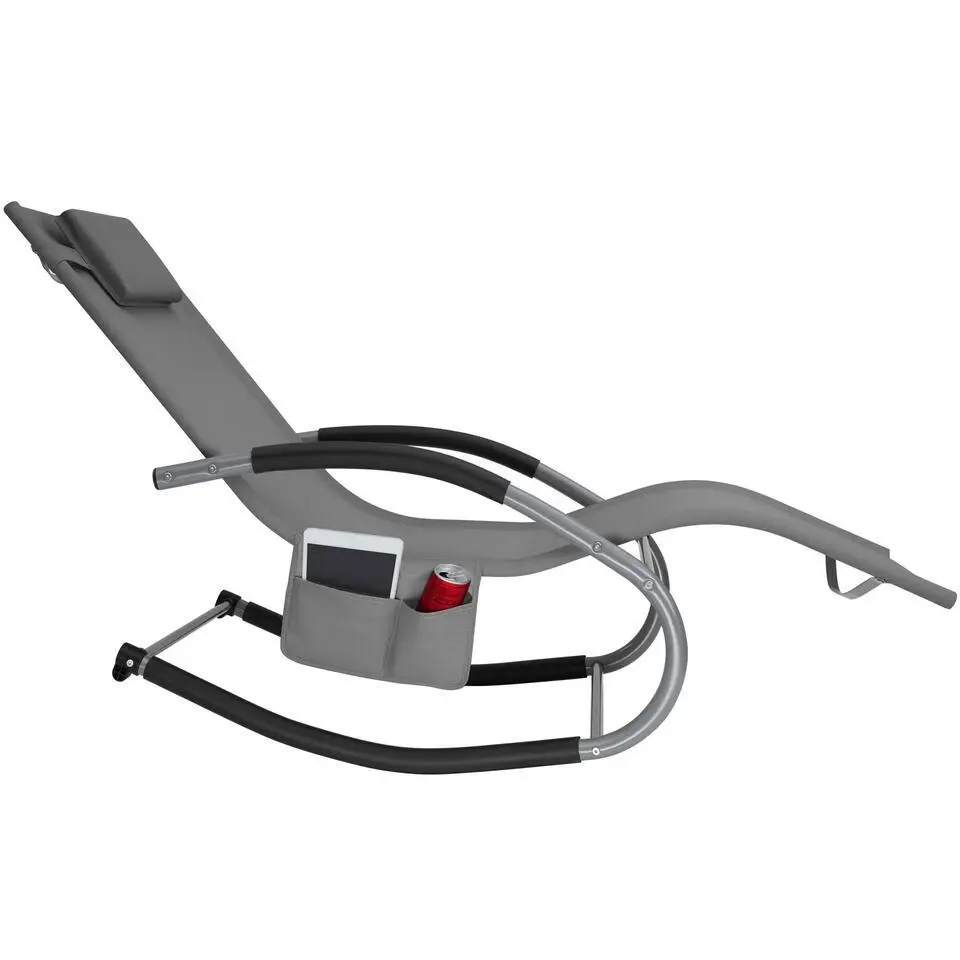 tectake Ligstoel Taya, ergonomisch, schommelfunctie, Grijs