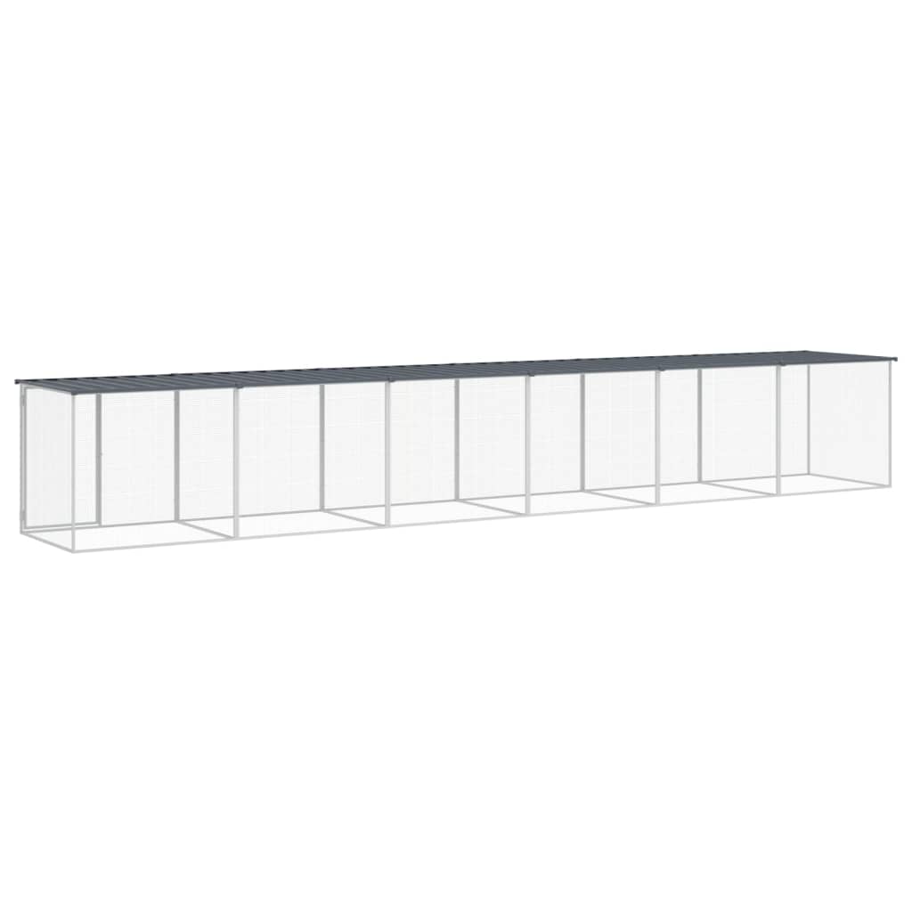 Galinheiro vidaXL com telhado de aço galvanizado, antracite, 1003x98x90 cm