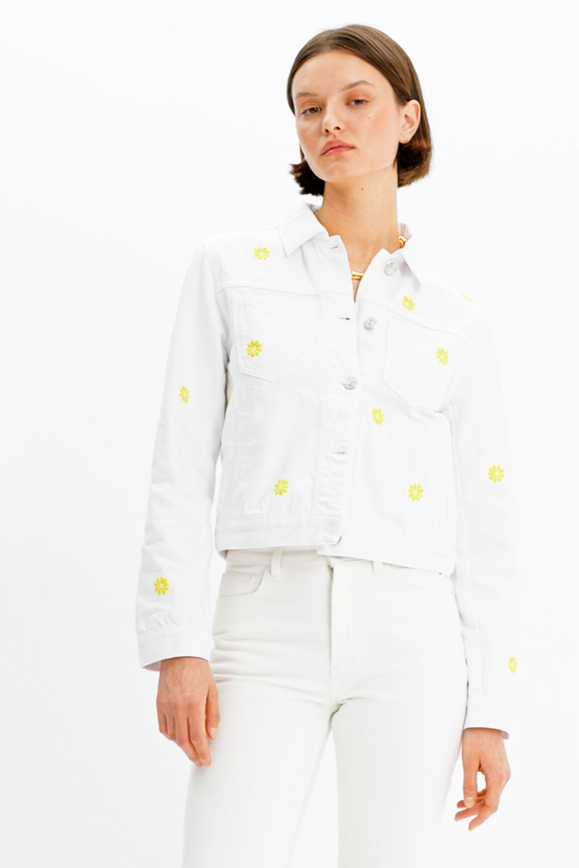 Veste jean marguerites