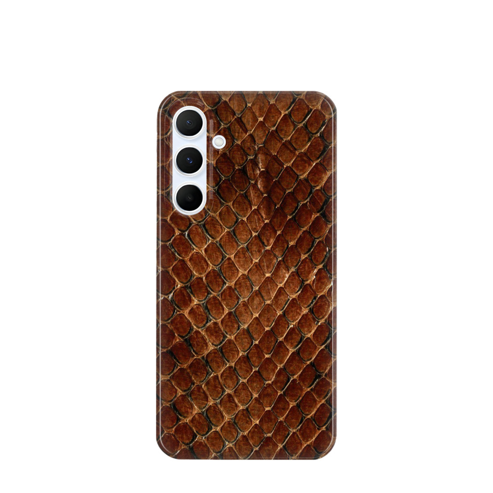 Samsung Galaxy A55 Kunststoff Hülle Schlangenleder - Braun