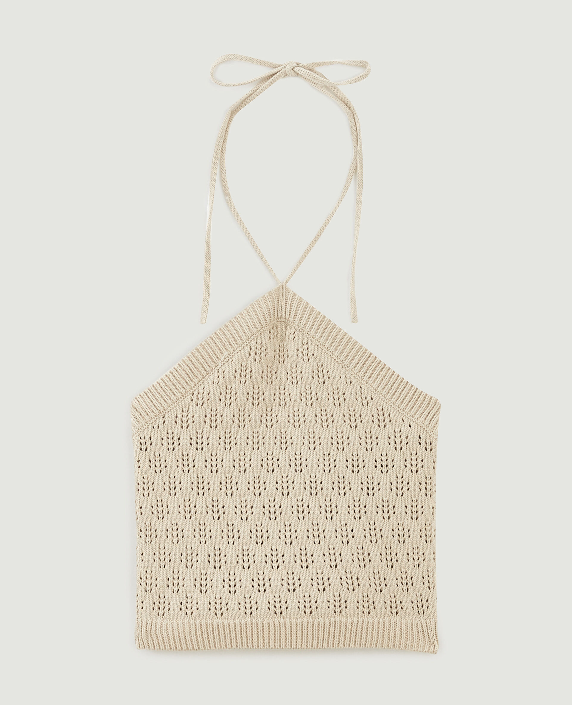 Top dos-nu en maille ajourée - Sable