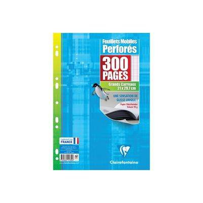 Clairefontaine - feuillets mobiles - 300 pages - A4 - grands carreaux (Seyes) - perforées