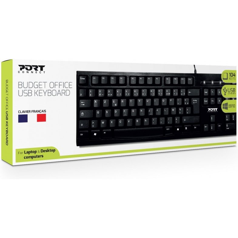 Port Designs 900753 clavier Bureau USB AZERTY Français Noir