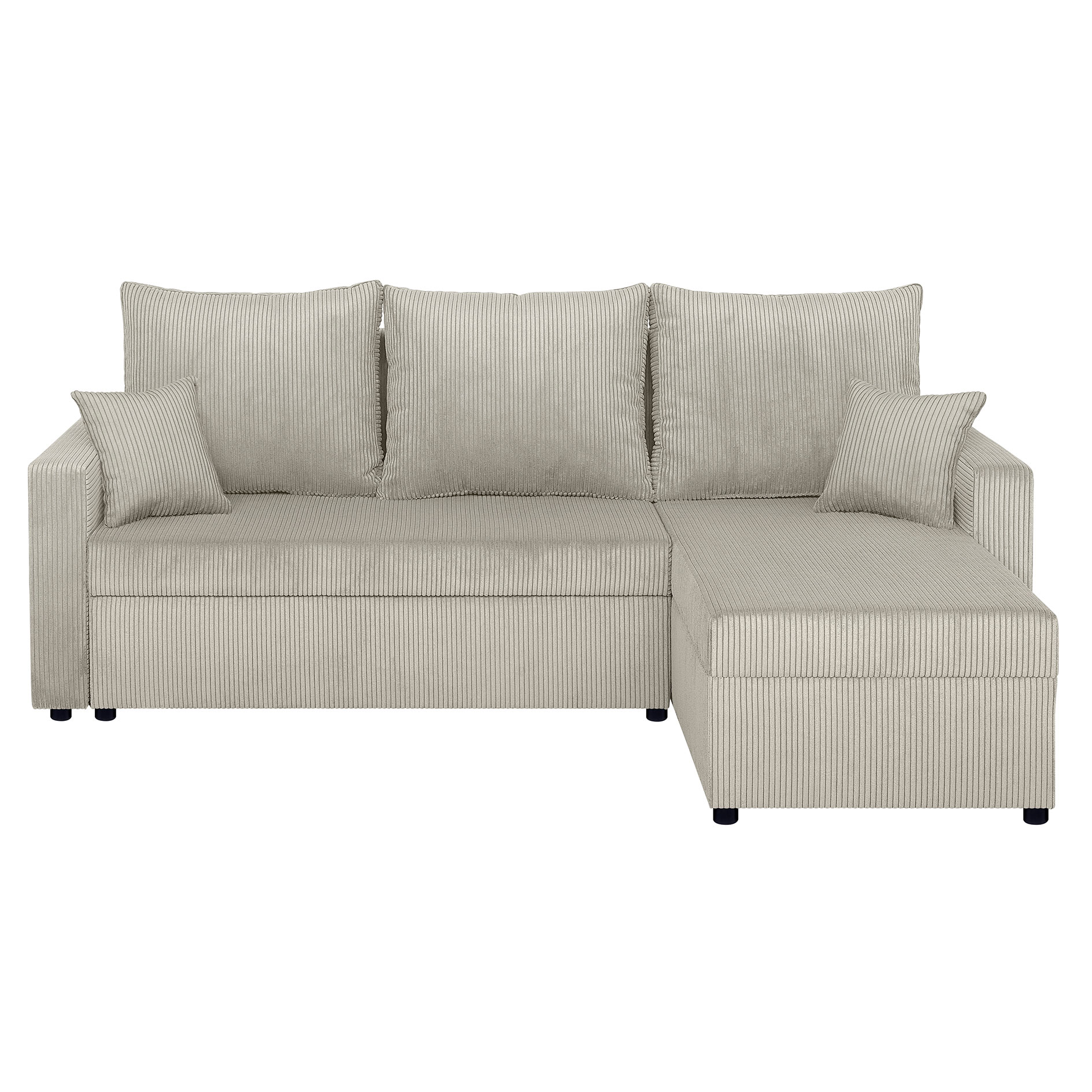 Ecksofa - creme - Breitcord - mit Liegefunktion und Staukasten
