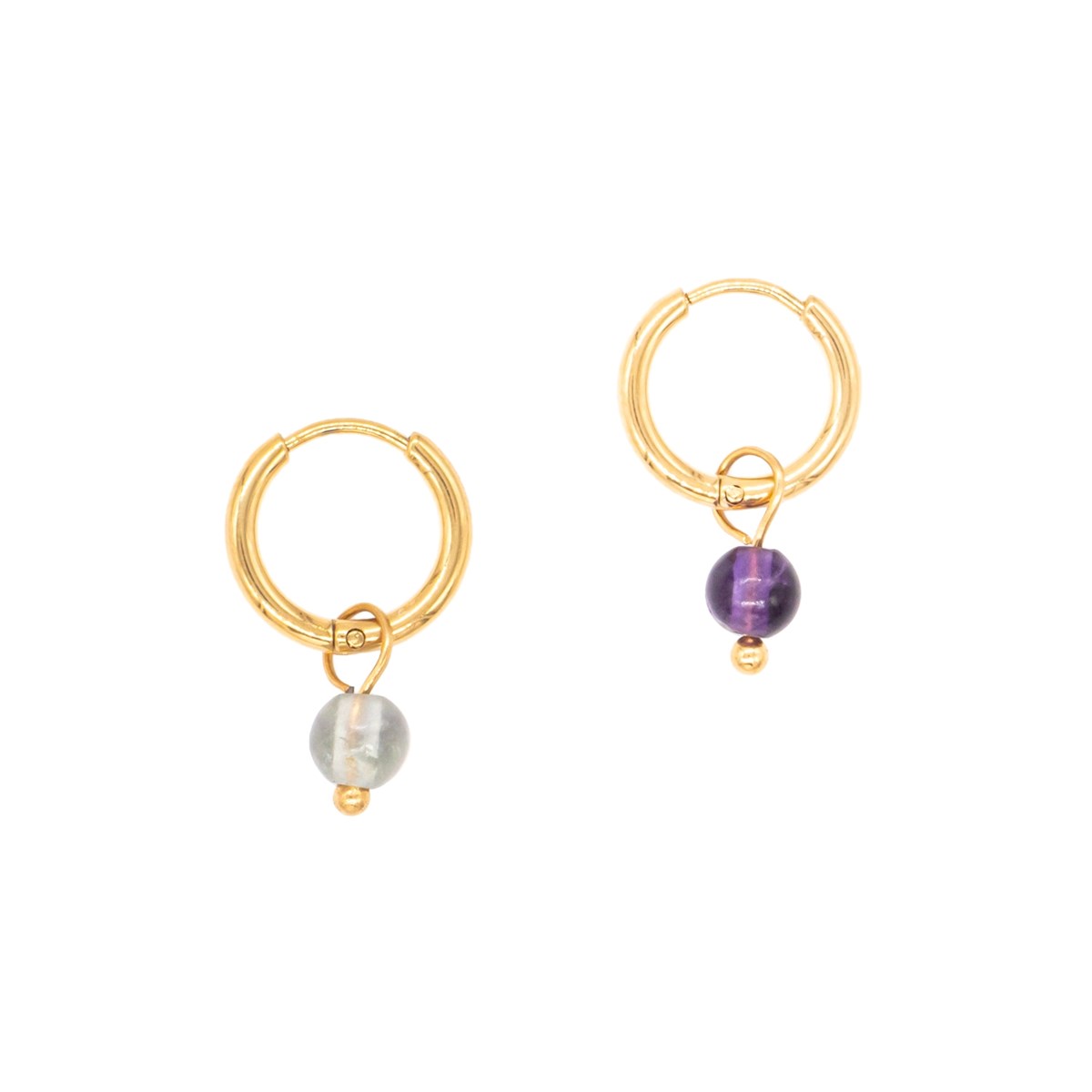 Boucles d'oreilles créoles Serena en pierres Fluorite