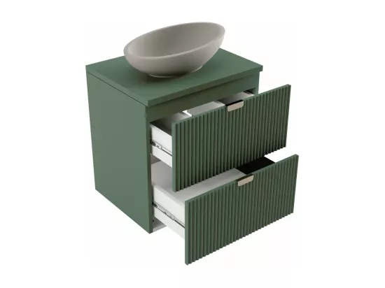 Meuble lavabo WENA, façades cannelées, Willy, 80x60x47 cm, Vert