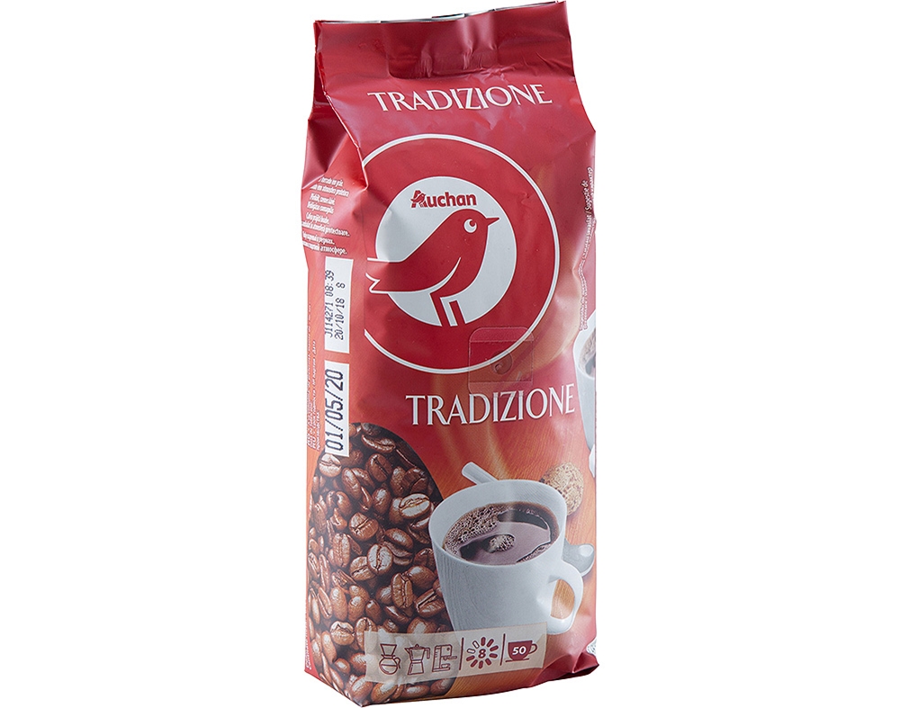 CAFÉ AUCHAN EM GRÃO TRADIÇÃO INTENSIDADE 8 250G