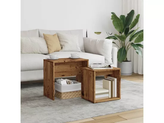 Tables basses gigognes 2 pièces vieux bois bois d'ingénierie