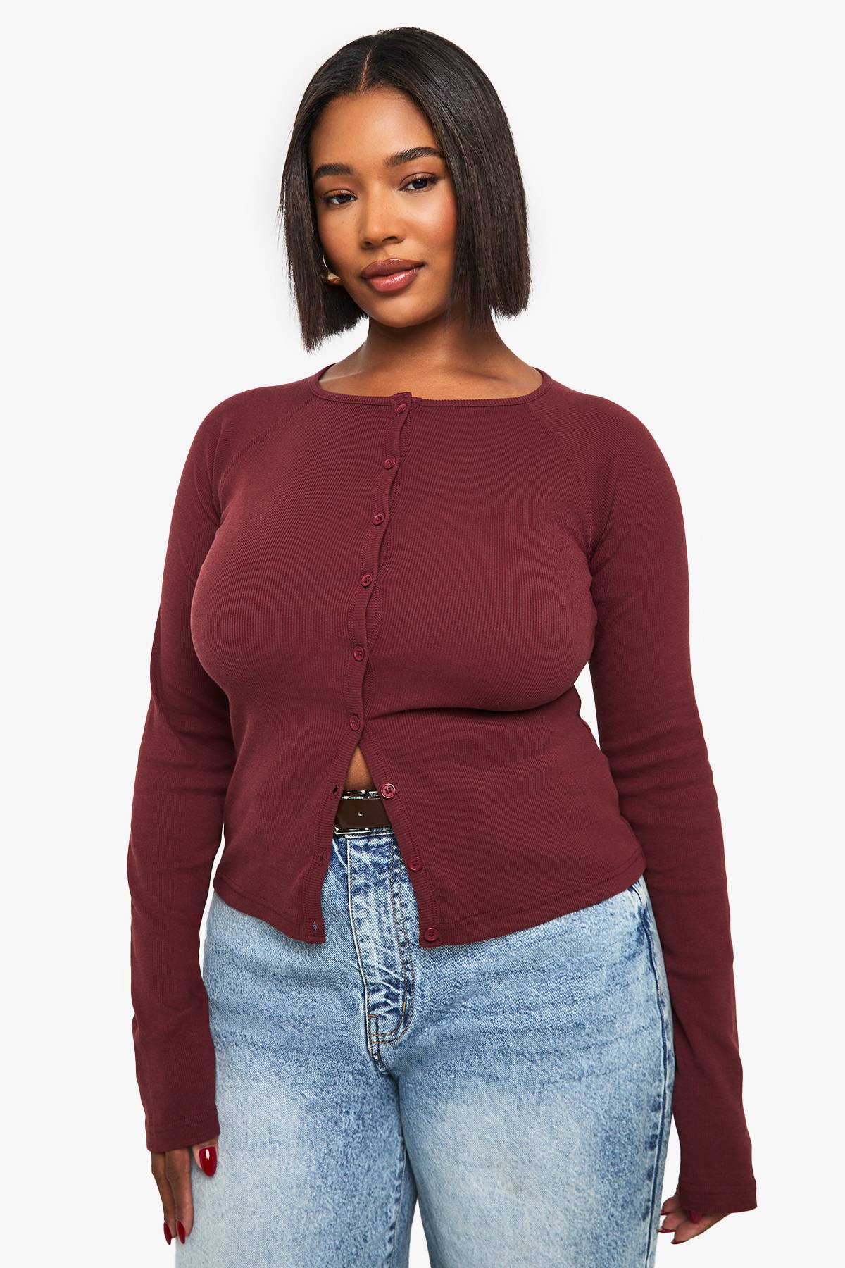 boohoo Haut boutonné à manches longues Plus