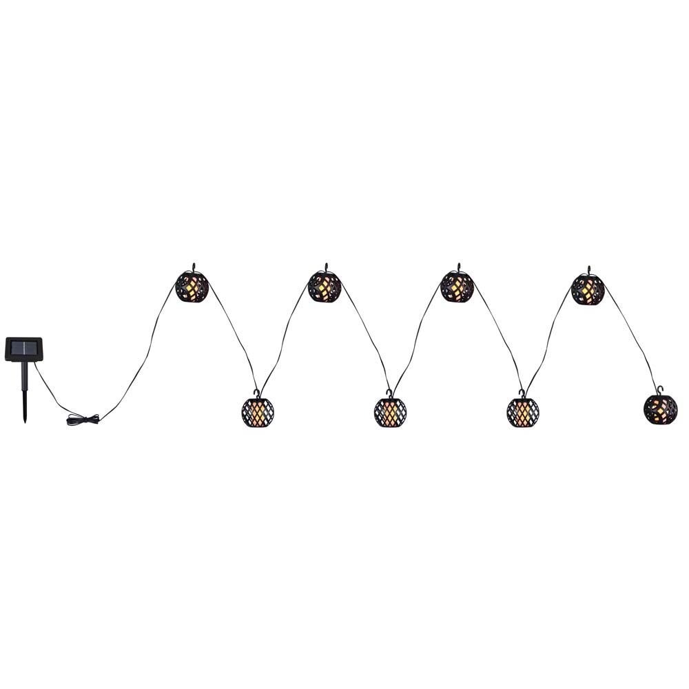 LED Solar Lichterkette, 8x Kugel, Flammen-Effekt, L 410 cm