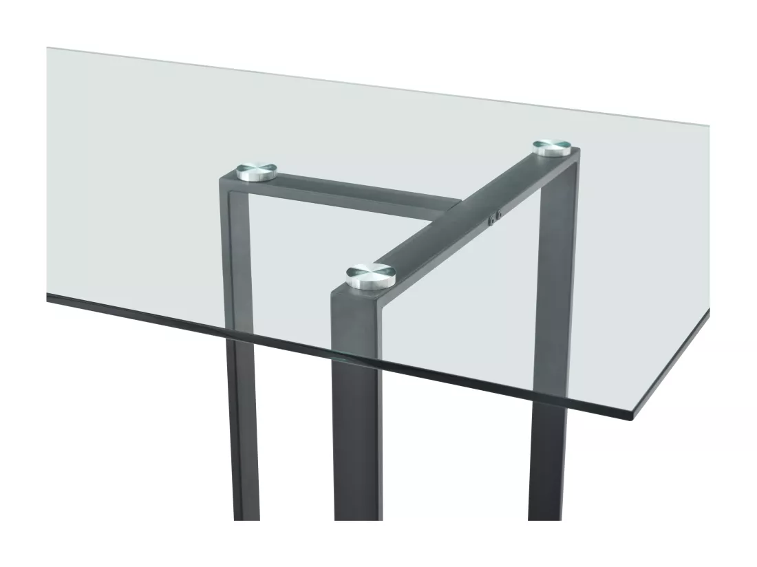 Table à manger 6 personnes en verre trempé et métal - Transparent et noir - NILESA IIde Pascal Morabito