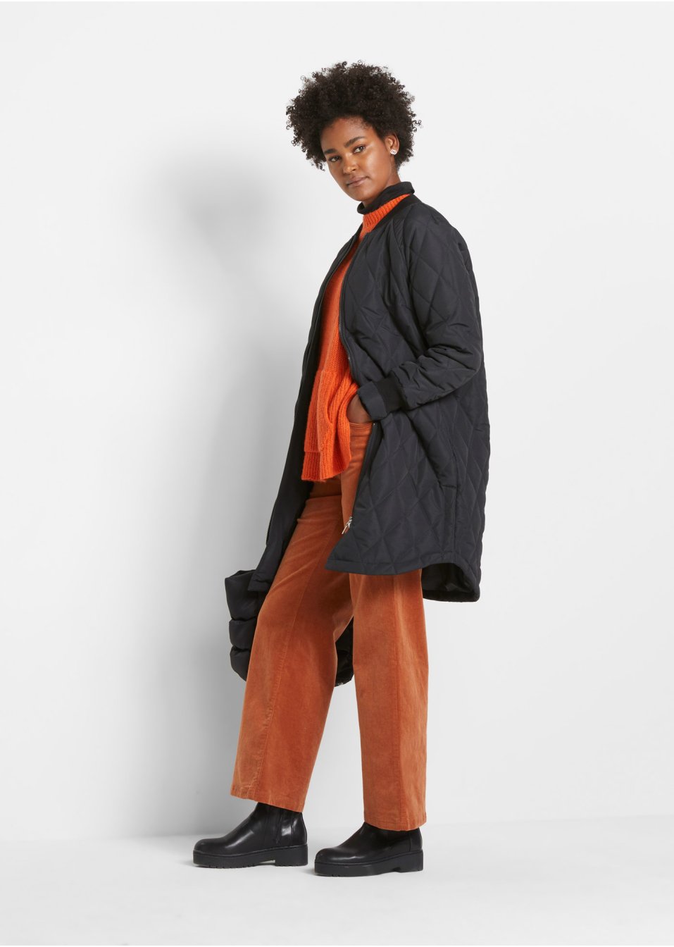 Manteau matelassé avec col en maille, légèrement rembourré