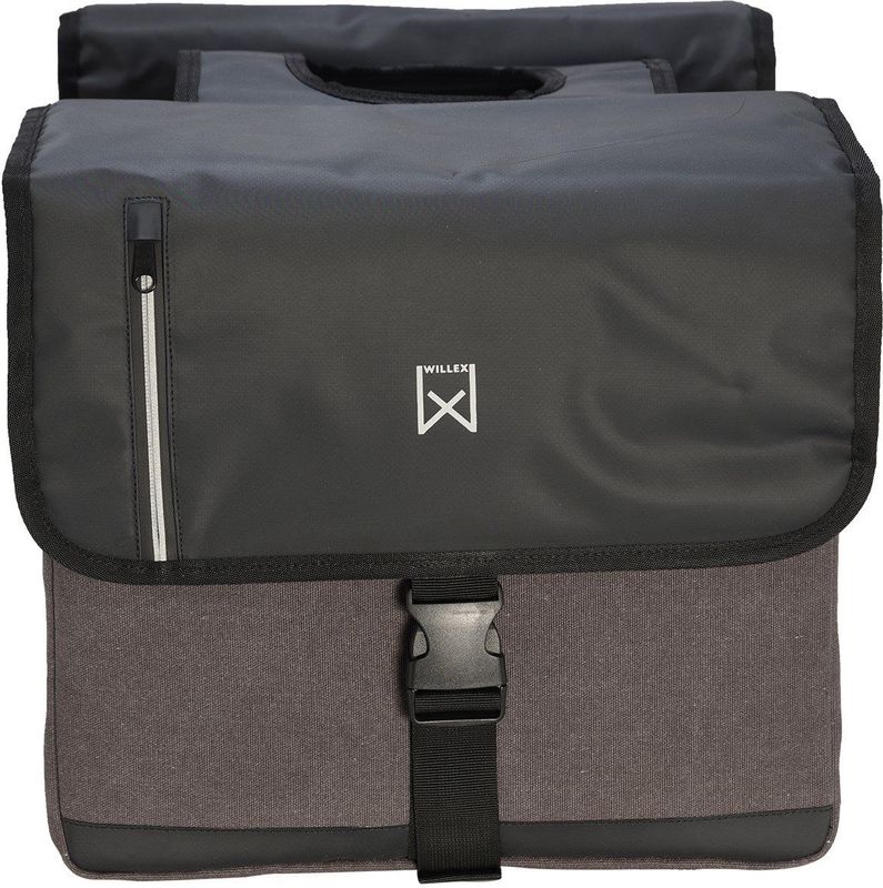 Willex - Dubbele Canvas Bisonyl Tas - 30 Liter - Zwart/Blauw - Waterdicht