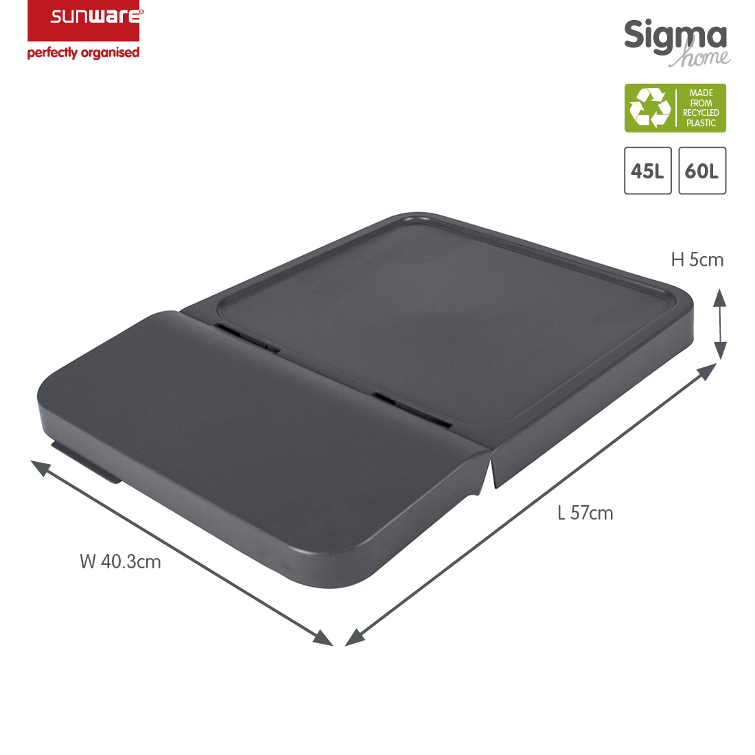 Sunware Sigma home 45/60L anthracite sorteerunit deksel - 4 stuks
