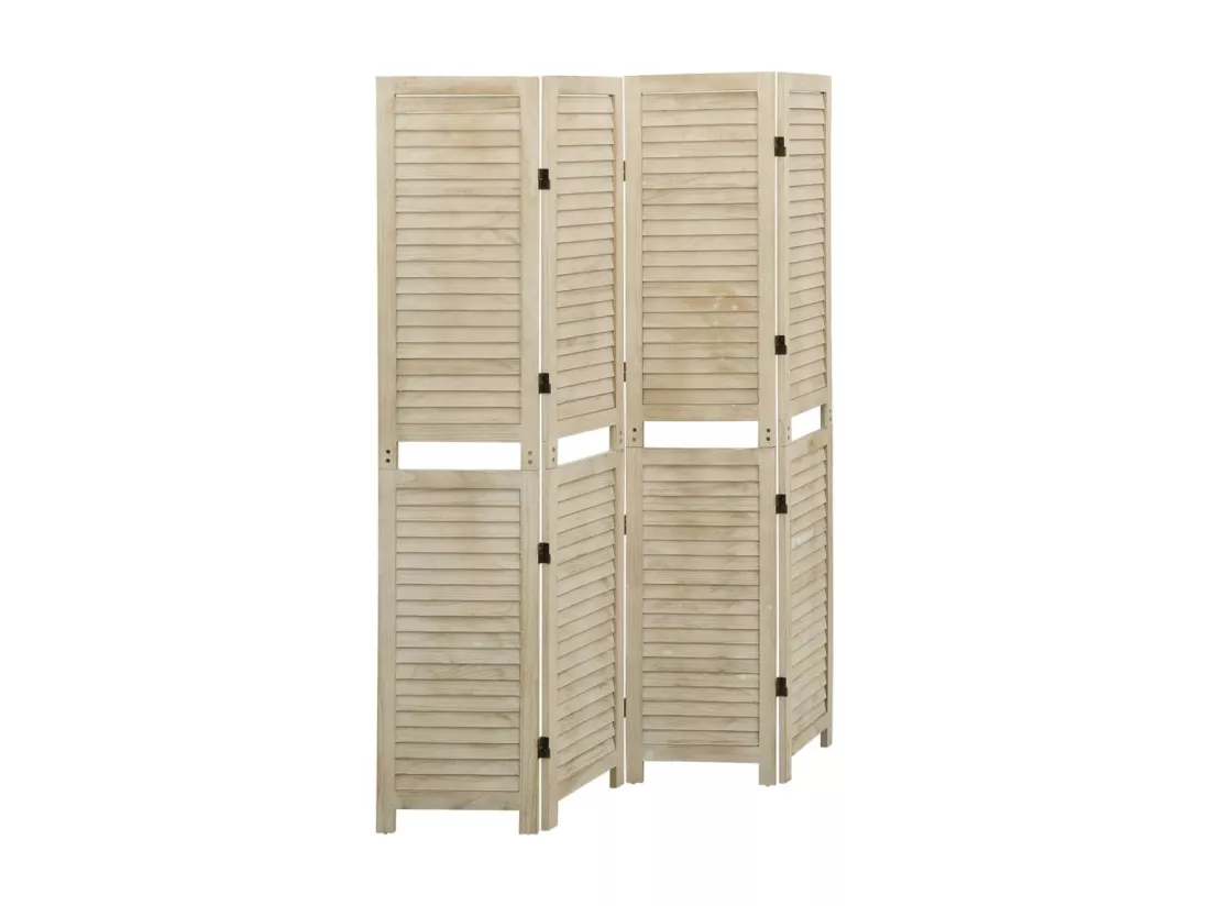 Cloison de séparation 4 panneaux 140x165 cm Bois de Paulownia