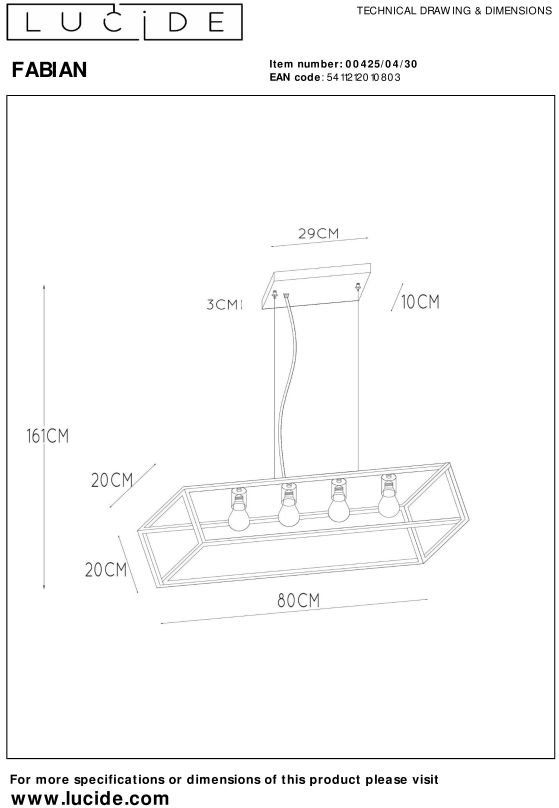 Lucide Fabian Hanglamp