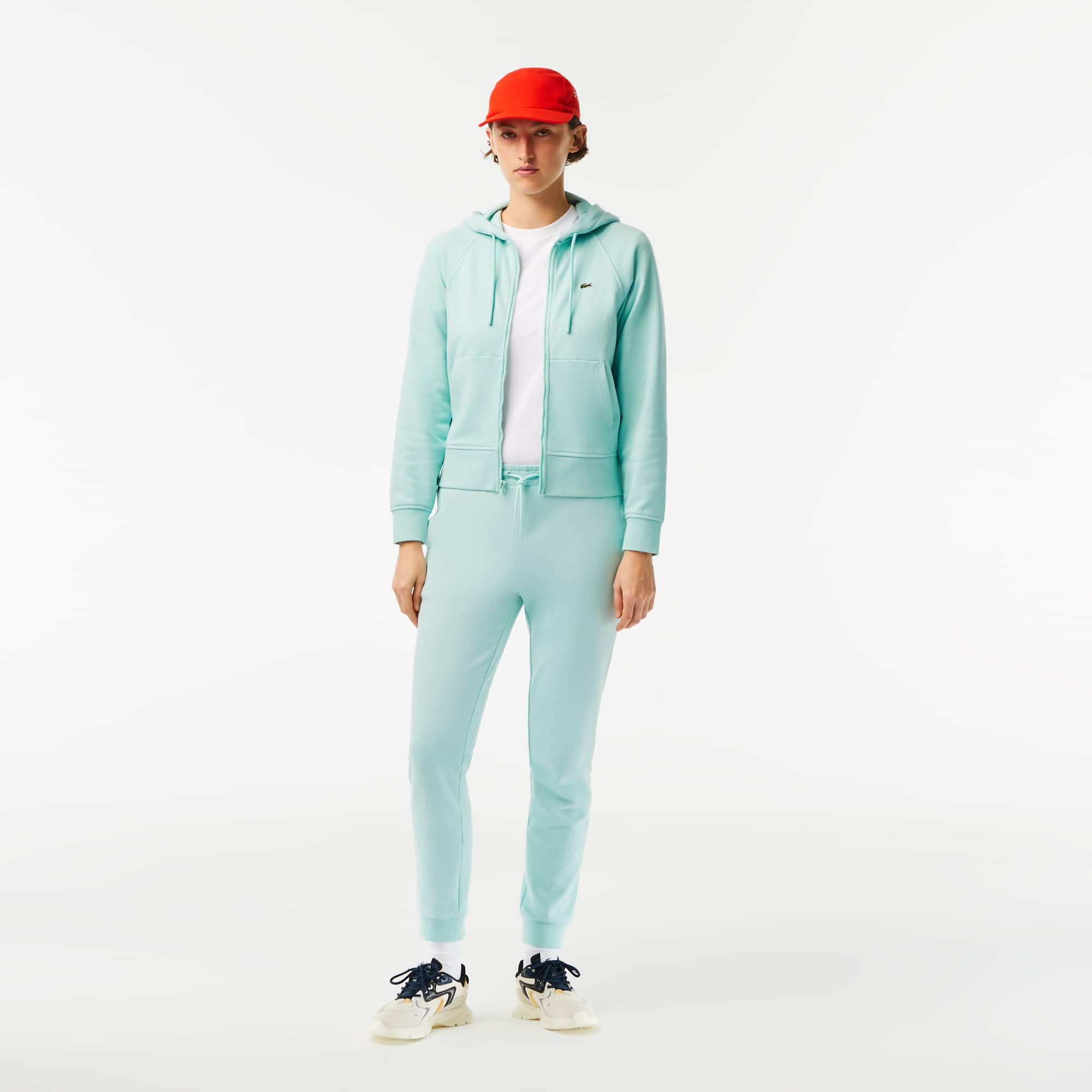 Sweatshirt zippé à capuche Jogger femme Lacoste en molleton biologique Sweatshirts - Vert - Lacoste - Femme