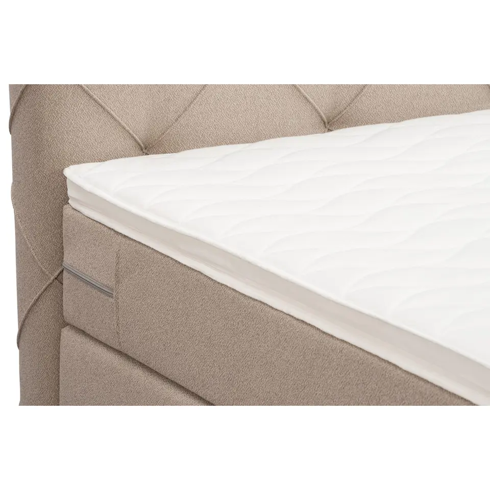 Boxspring met voetbord Liv geruit - beige - 180x200 cm - slanke poot