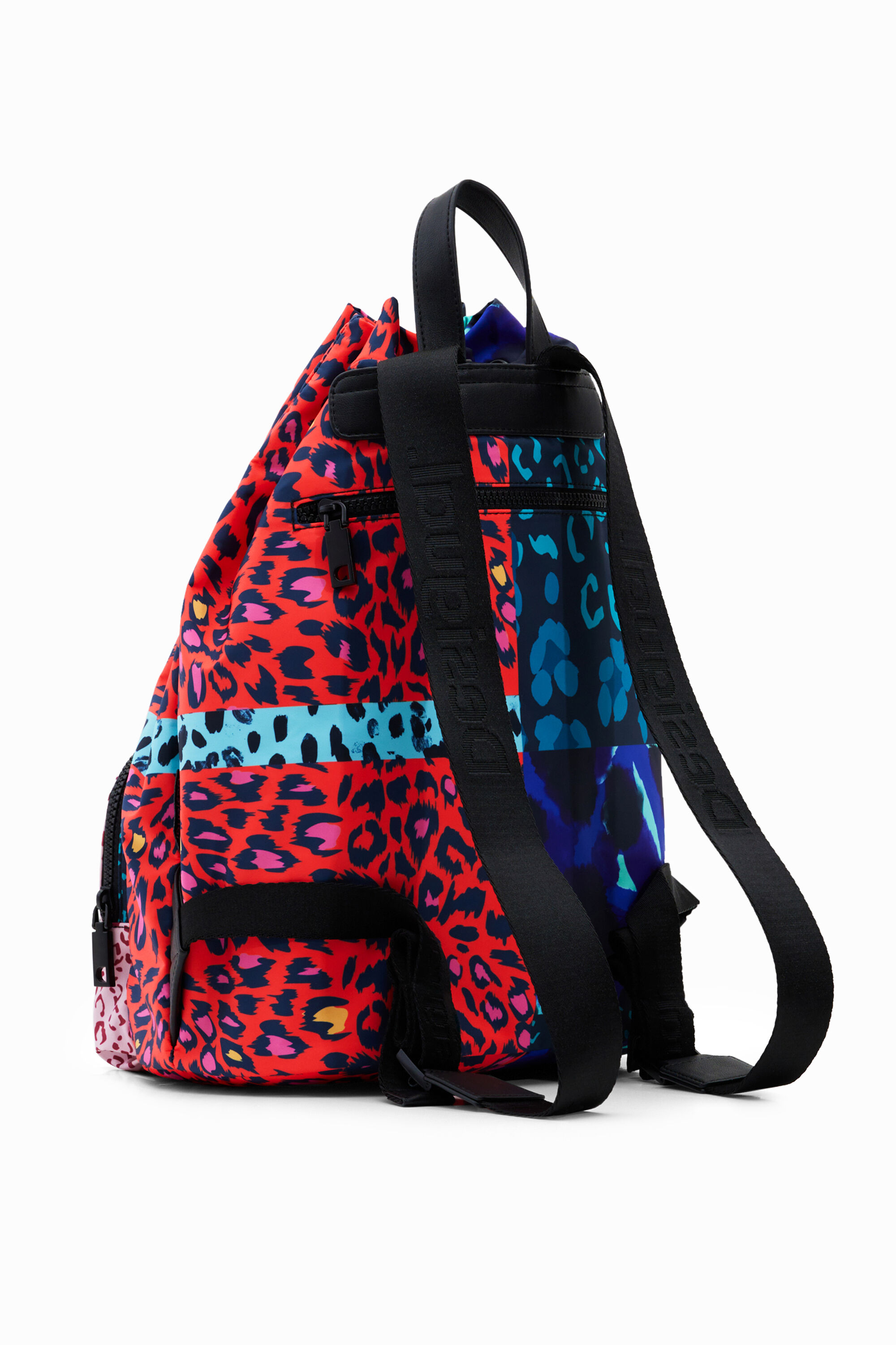 Grand sac à dos patchwork imprimé animal