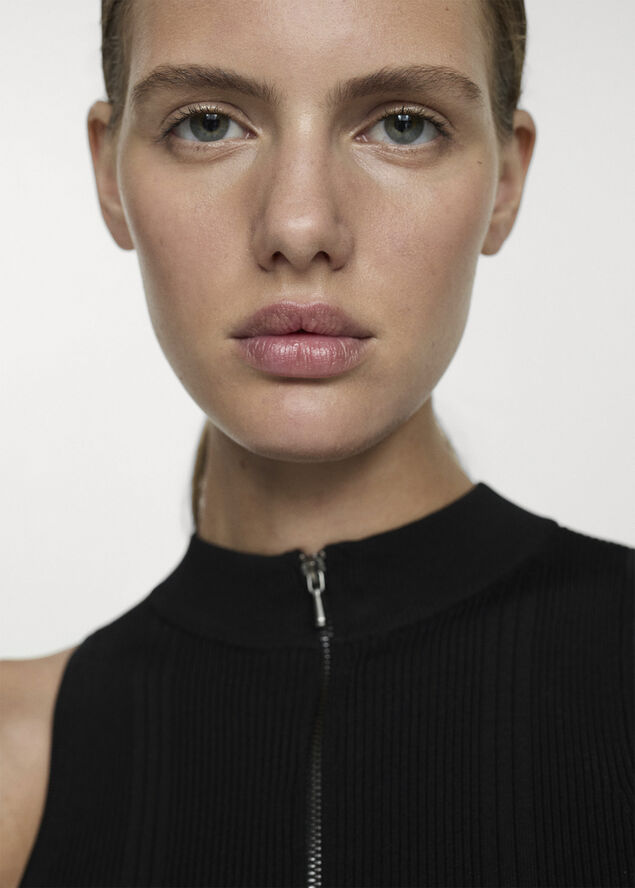 MANGO Zip ponte top Black