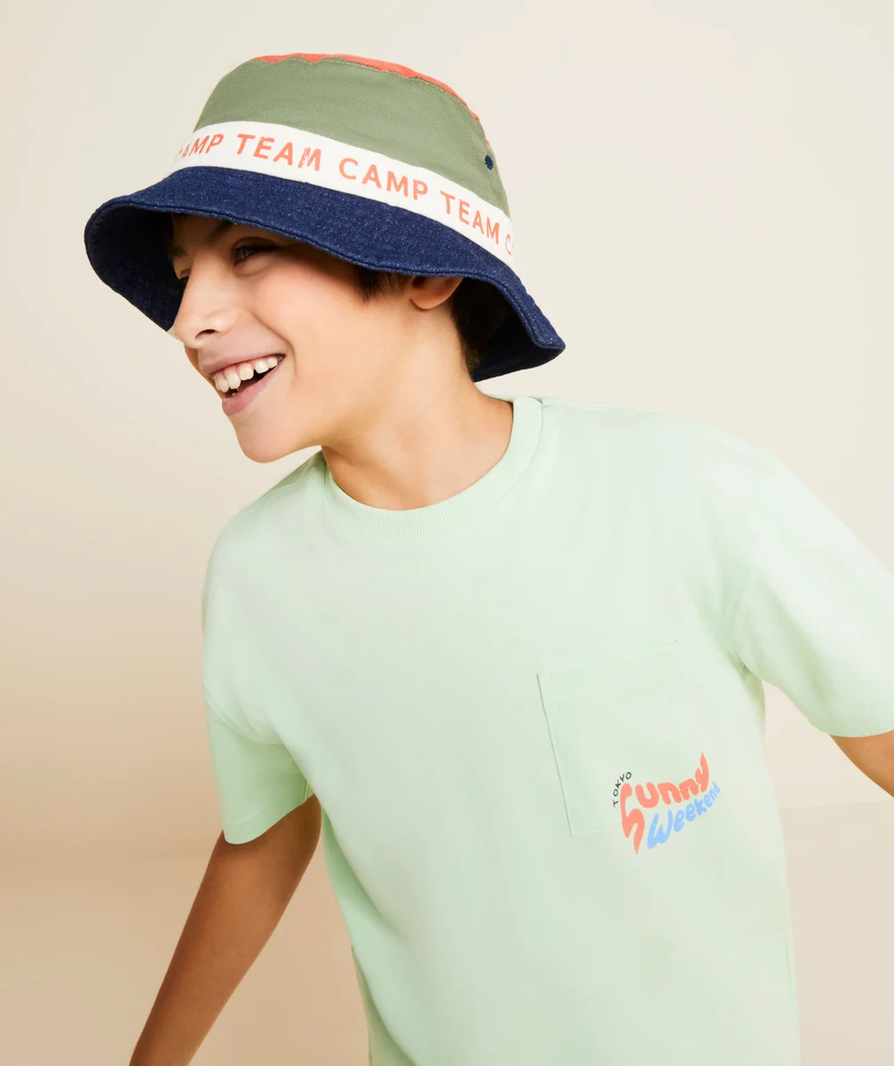t-shirt manches courtes garçon vert en coton bio thème tokyo