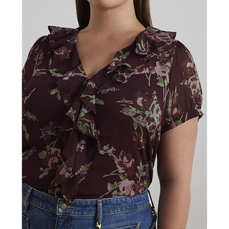 Lauren Ralph Lauren POLY CRINKLE GGT 58-TOP Burgundy multi