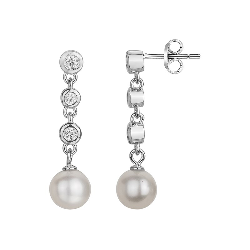 Boucles d'oreilles en Argent avec perle d'eau douce blanc