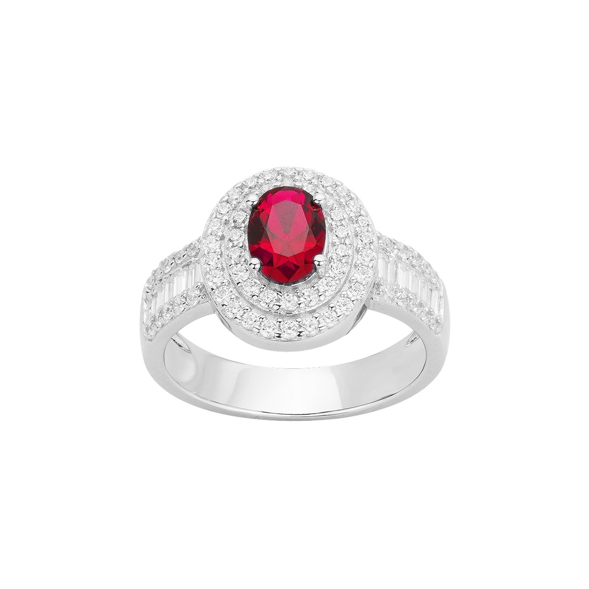 Bague de fiançailles en Argent avec spinelle rouge rubis