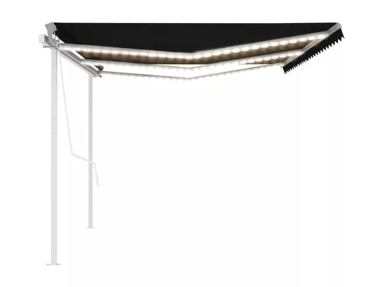 Auvent automatique capteur de vent/LED 6x3 m Anthracite