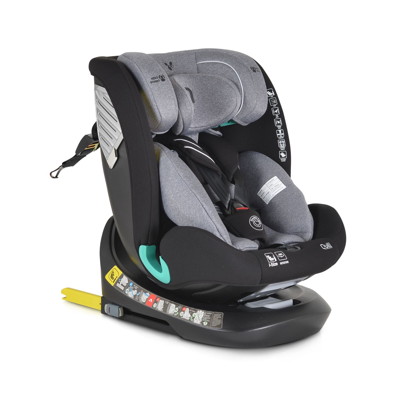 Cangaroo i-Size Kindersitz Quill (40-150cm) Gruppe 0/1/2/3, Isofix, 360° drehbar grau