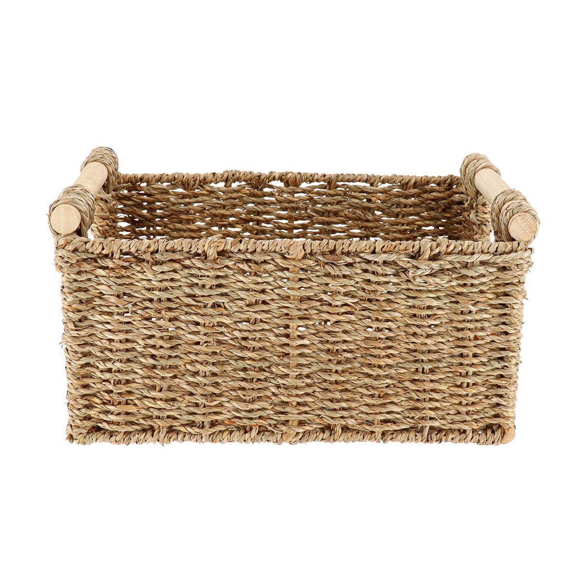 PANIER RECTANGLE VEGETALE POIGNEES BOIS 32X22X15CM NATUREL