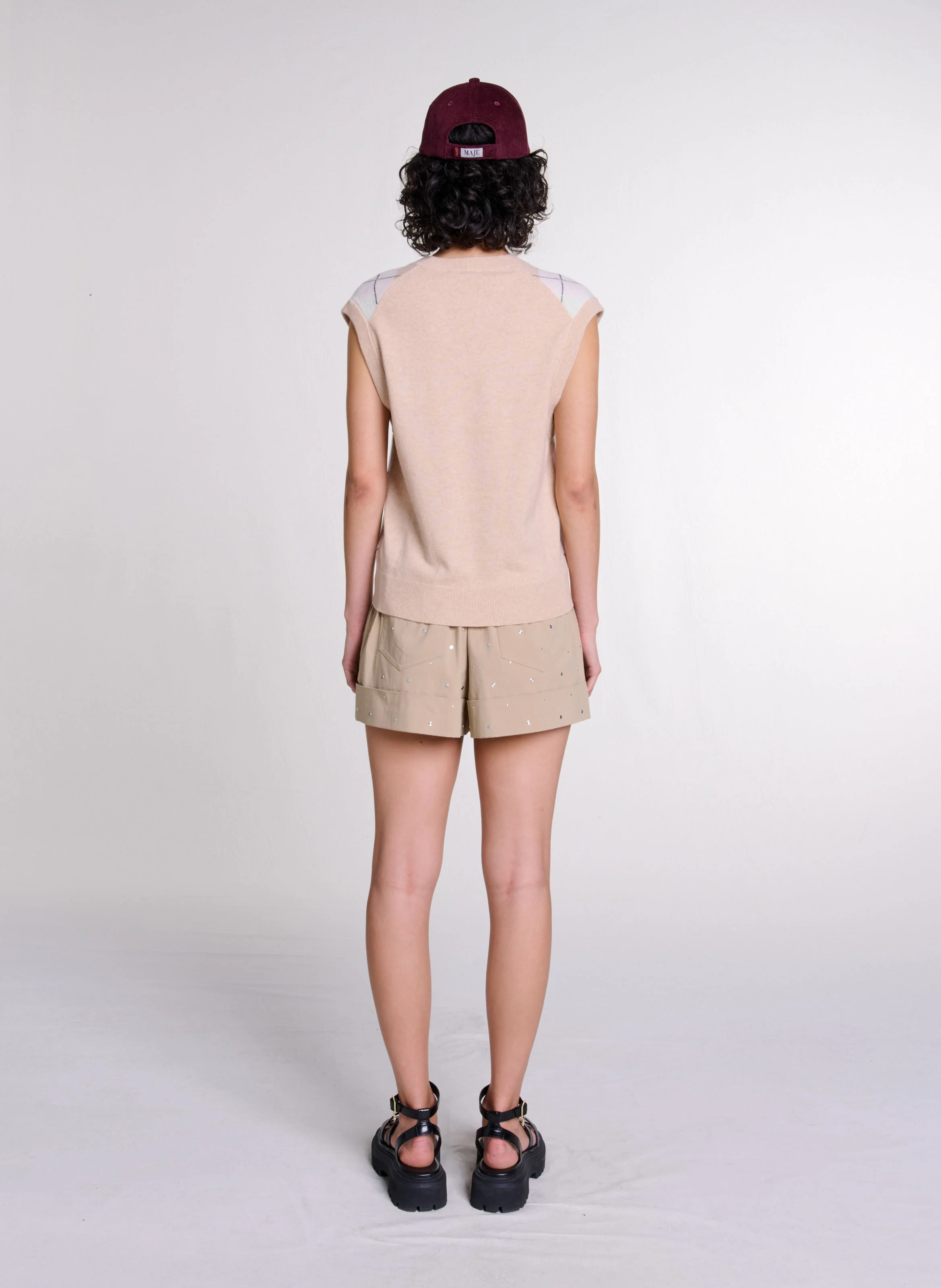 Pull sans manches en laine mélangée | Beige