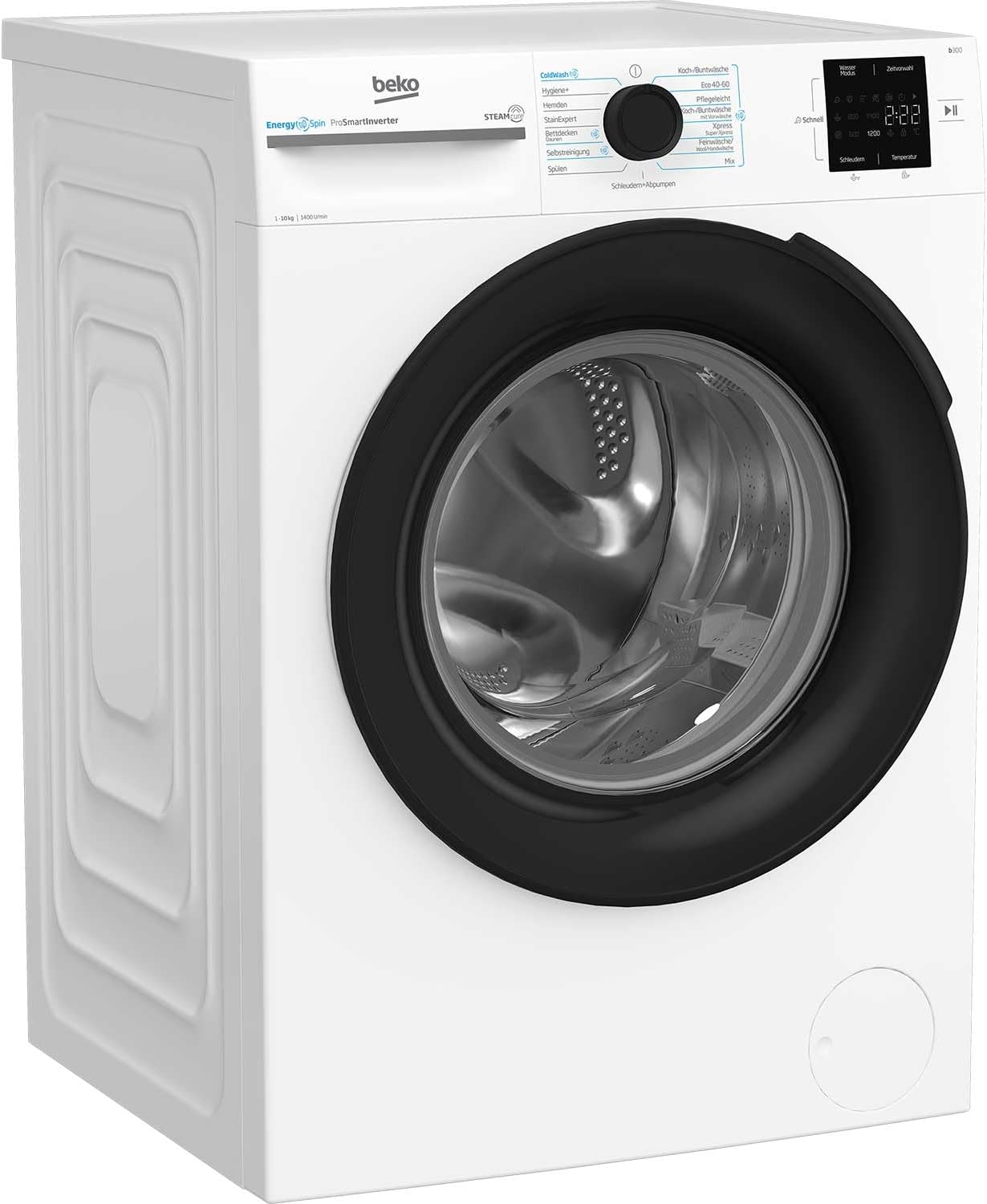 Beko BM3WFU31041X freistehende Waschmaschine, Waschvollautomat, 10 kg, EnergySpin, Schleuderwahl 1400 U/min, Hygiene+ allergikergeeignet, Coldwash Wasser-& Zeitersparnis, Weiß