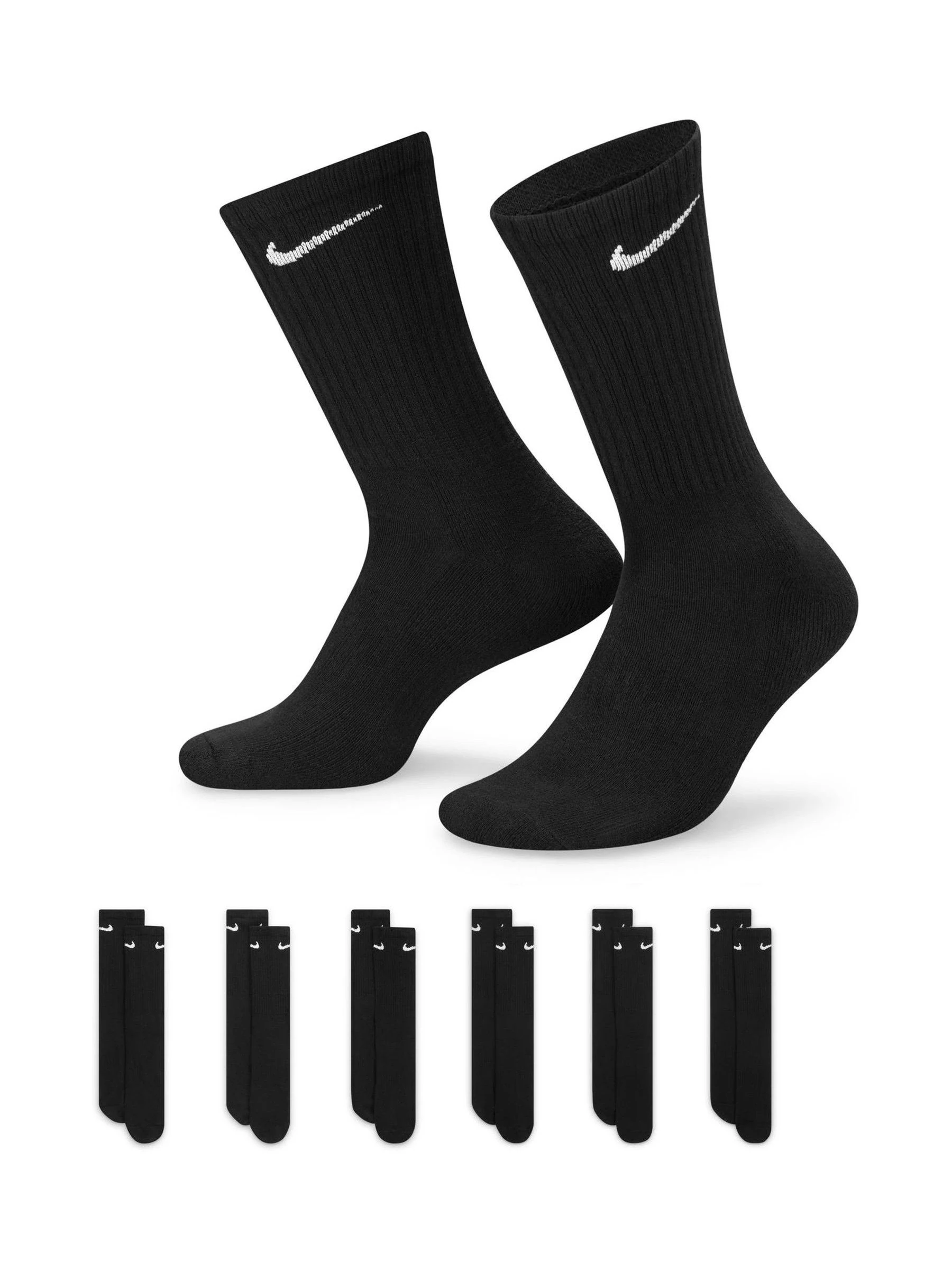Zwart - Ronde hals - Nike - 6 Paar verzachte sokken voor alle dagen