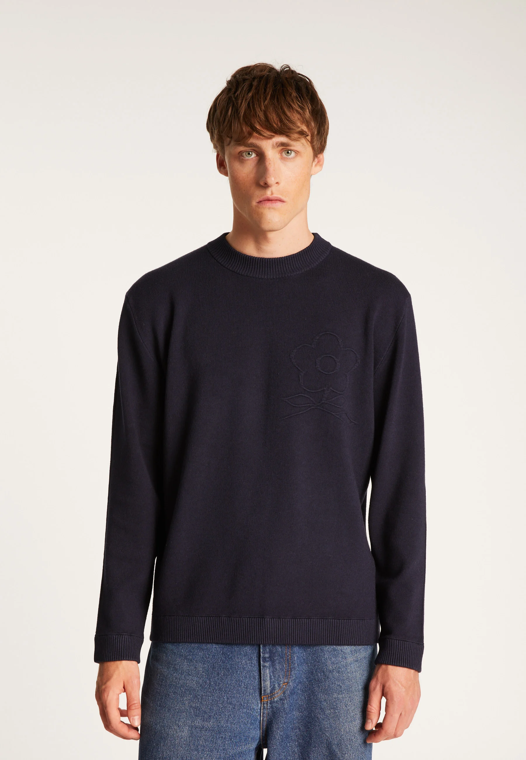 THIMOTHÉEAH24 - Pull col rond en viscose et laine | Bleu