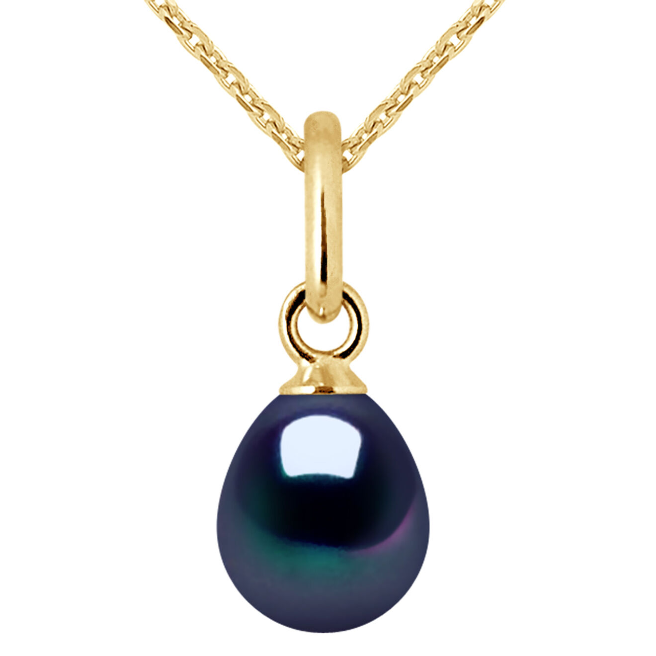 Mitzuko Collier Or Jaune Perle d'Eau Douce noire