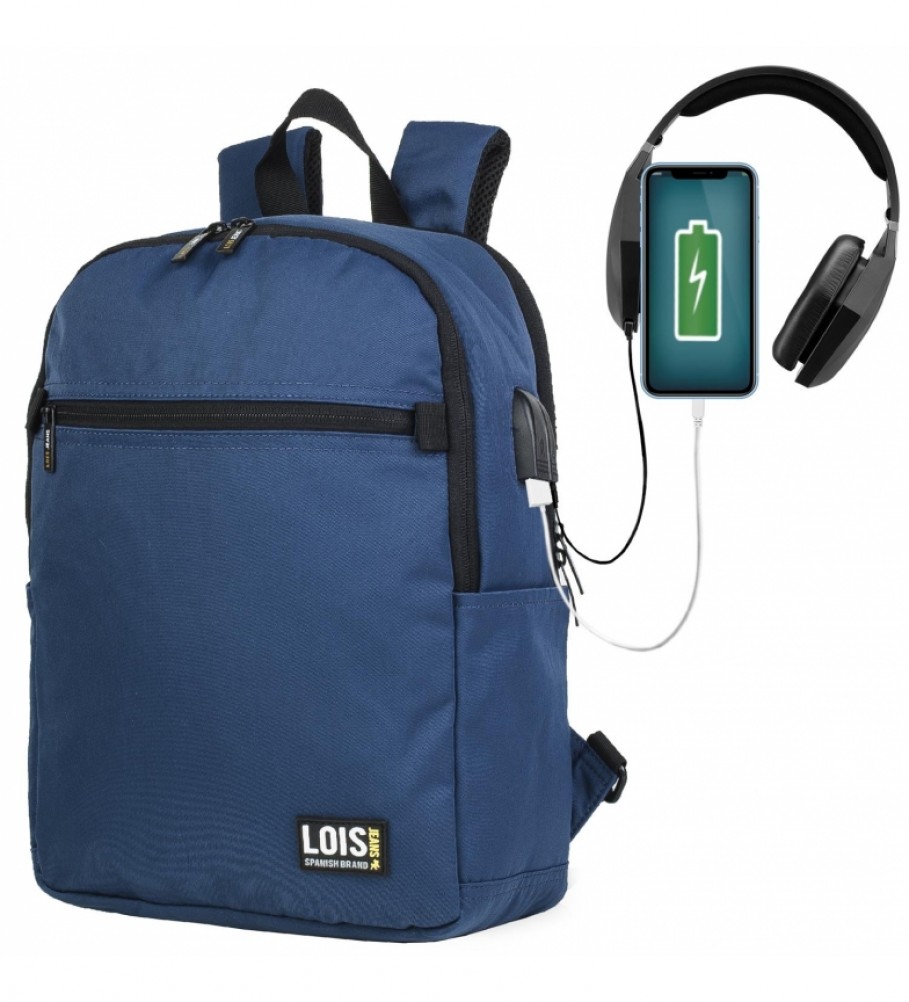 Lois Mochila con Usb 305436 -29x39x13 cm- marino
