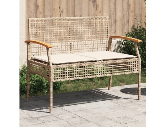 VIDAXL - Banc de jardin avec coussin beige résine tressée et acacia