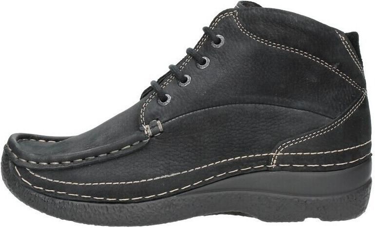 Wolky Dames Hoge veterschoenen 06242 Roll Shoot Zwart