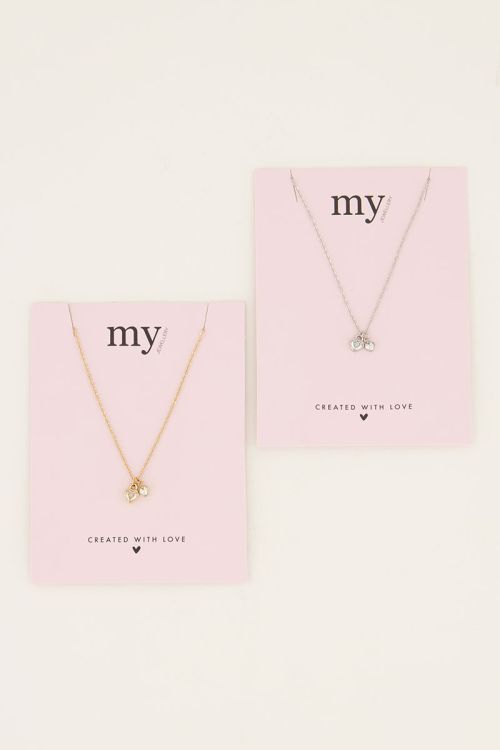 Ketting met twee strass hartjes