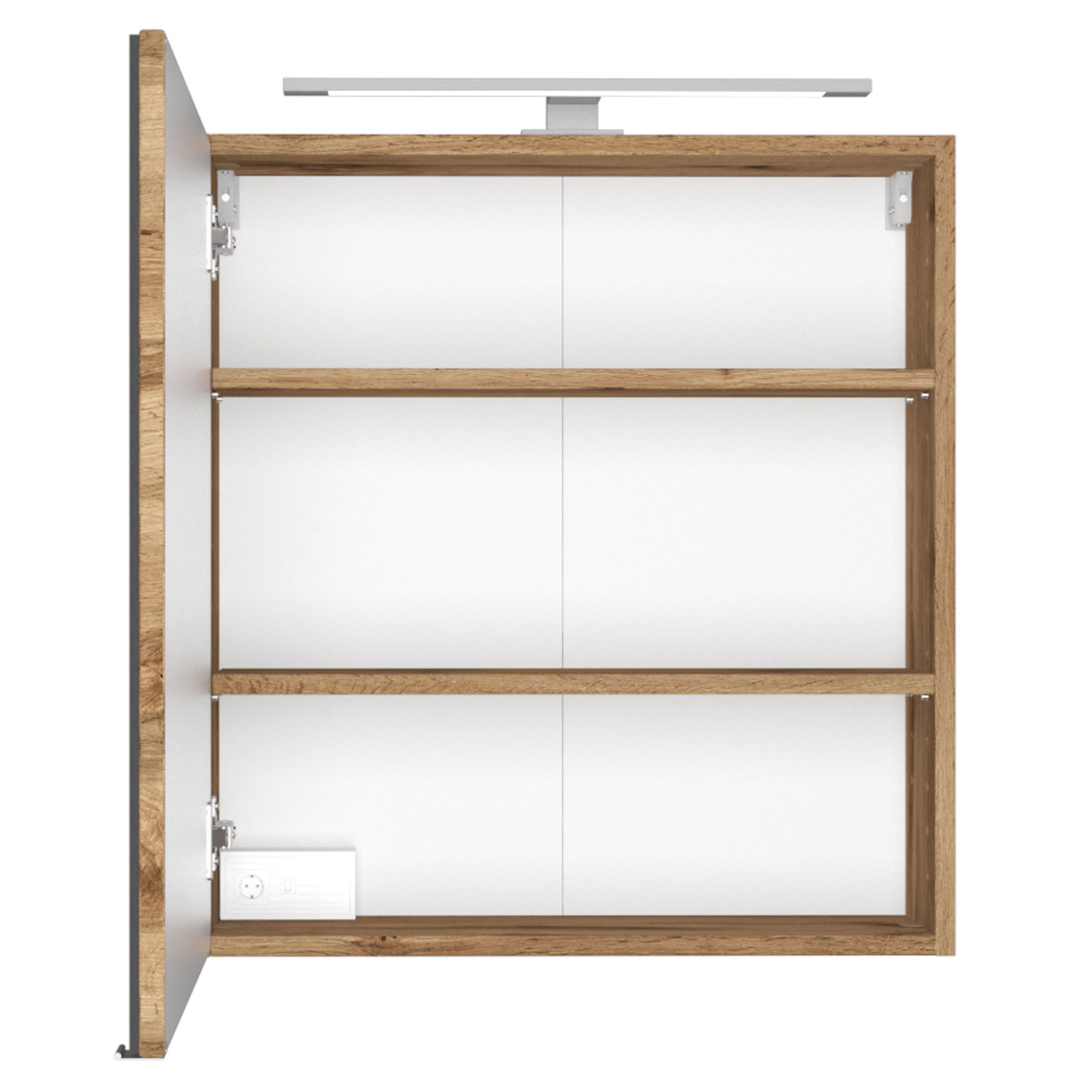 3-teiliges Badmöbel-SetDAVOS - Wotaneiche - 90 cm breit - Becken rechts